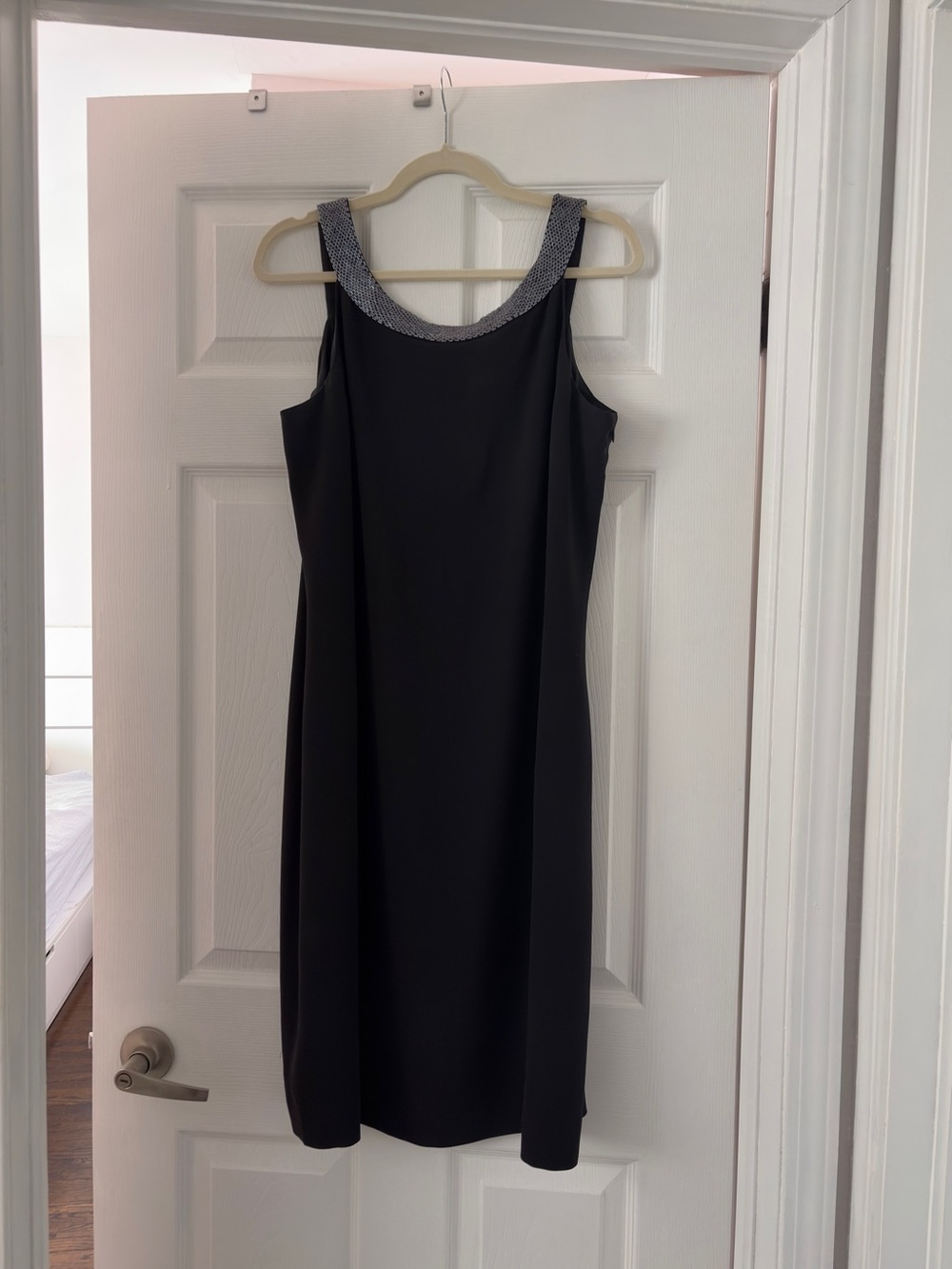 Ralph Lauren Black Midi Dress with Beaded Neckline